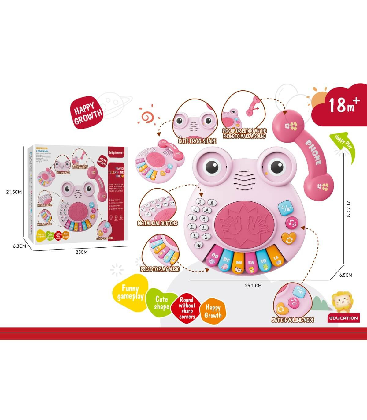 BABY PIANO WITH PHONE FROG 2 COLORS Armtoys