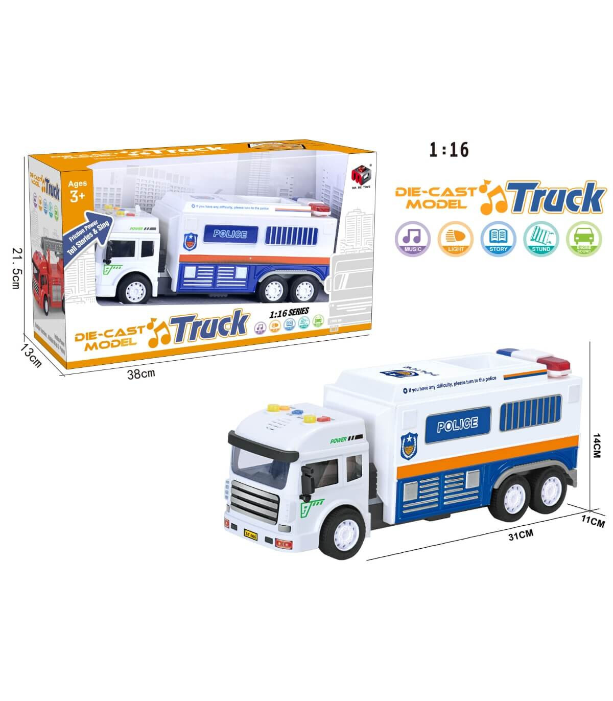 CHILDREN'S POLICE TRUCK WITH SOUND IN A BOX Armtoys