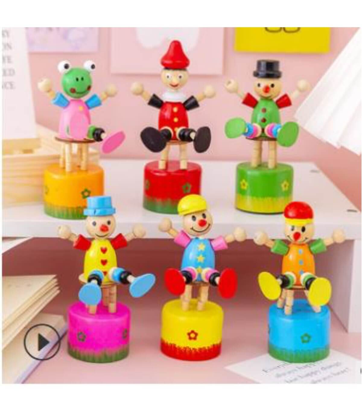WOODEN DANCING CLOWN 6 TYPES Armtoys
