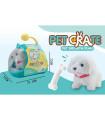 PLUSH DOG WITH A BONE IN A TRANSPARENT SUITCASE