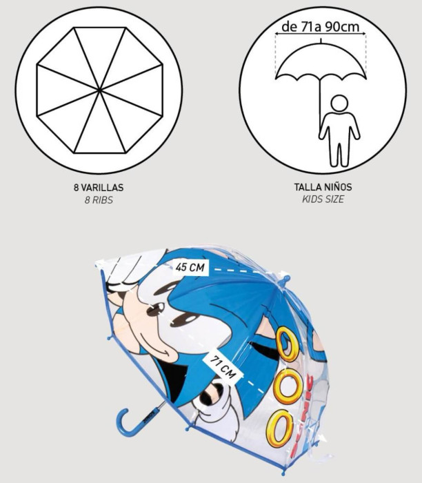 CHILDREN'S UMBRELLA MECHANICAL POE SONIC