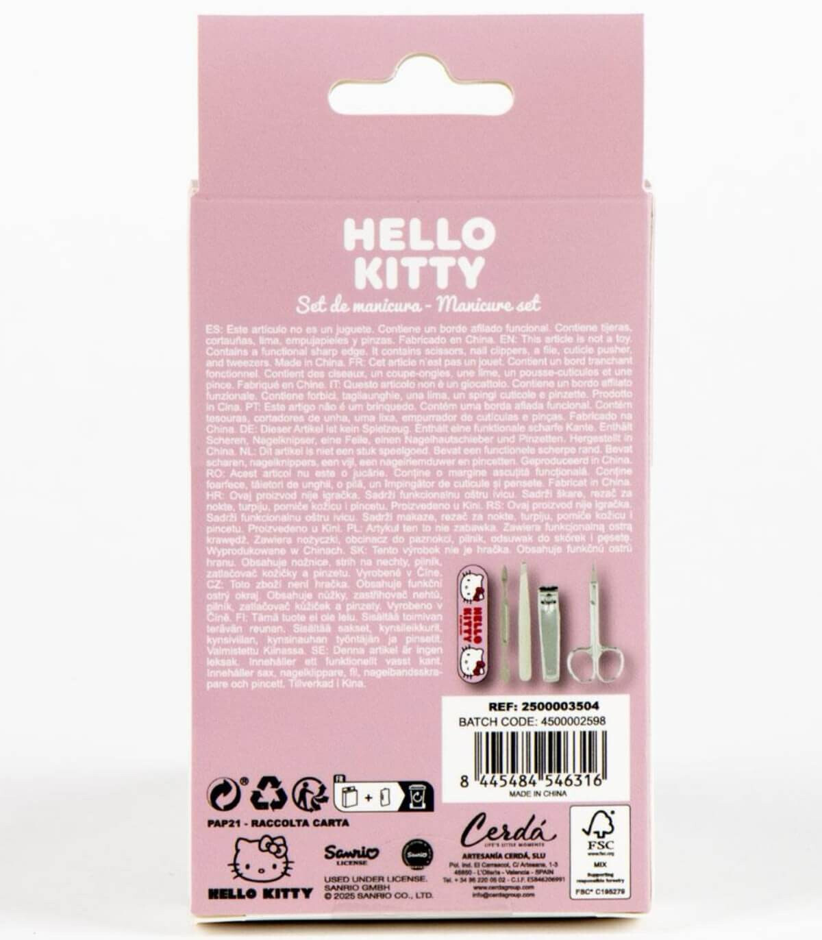 CHILDREN'S PENCIL CASE WITH A 5-PIECE MANICURE SET HELLO KITTY Cerda