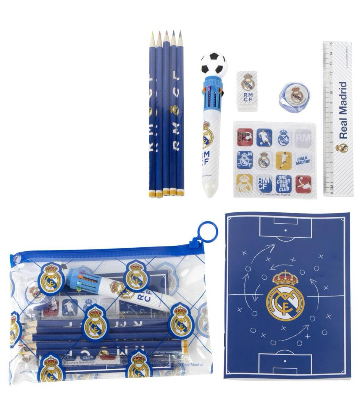 DRAWING BOOK + STUDENT SUPPLIES IN REAL MADRID PENCIL CASE Cerda