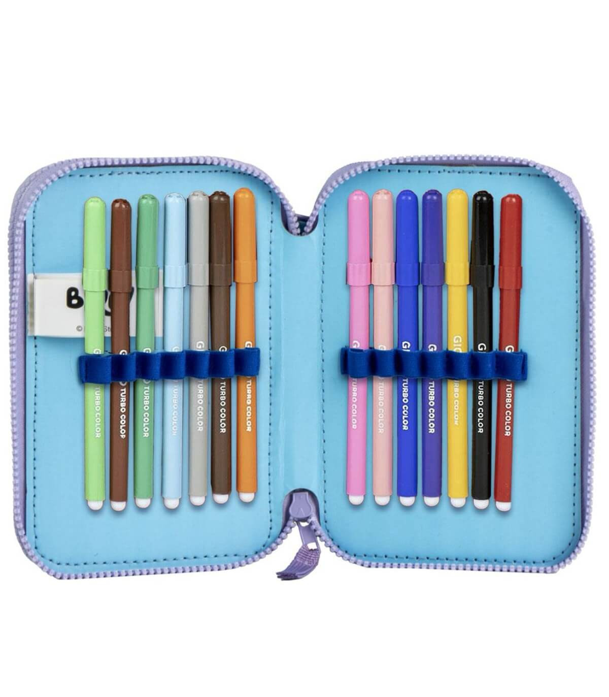 BLUEY PENCIL CASE WITH 2 ZIPPERS AND STUDENT SUPPLIES Cerda