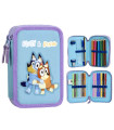 BLUEY PENCIL CASE WITH 2 ZIPPERS AND STUDENT SUPPLIES