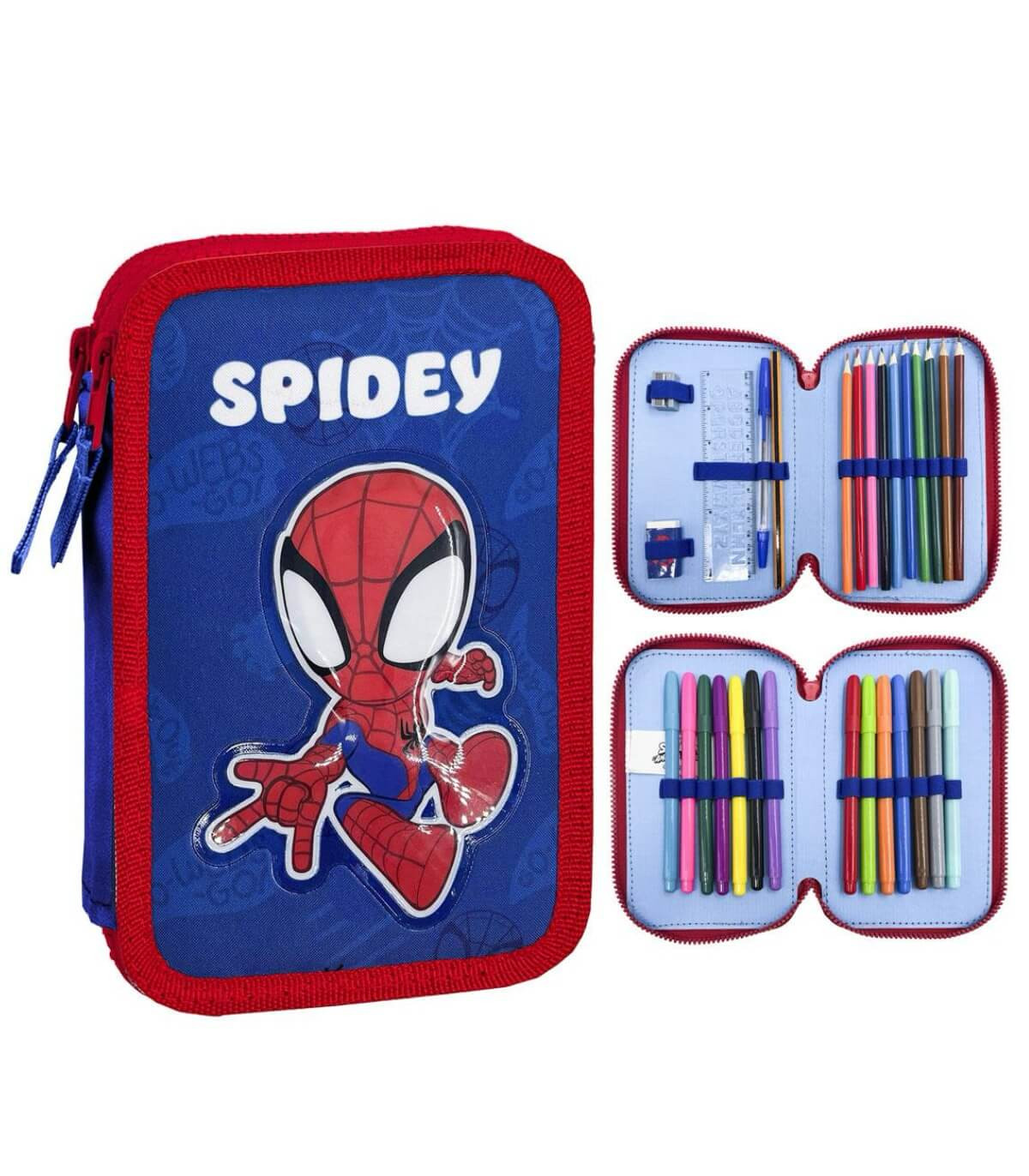 TOOLKIT WITH 2 ZIPPERS AND SPIDEY SCHOOL SUPPLIES Cerda