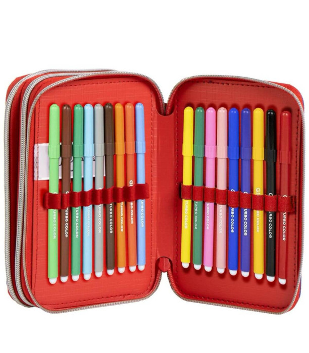 SPIDERMAN PENCIL CASE WITH 3 ZIPPERS AND STUDENT SUPPLIES