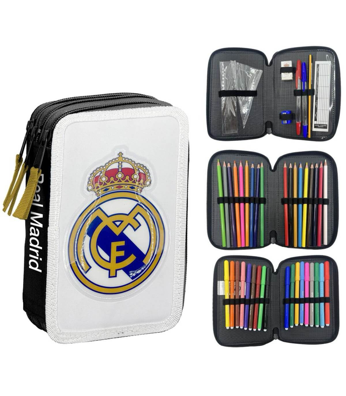 TOOLKIT WITH 3 ZIPPERS AND STUDENT SUPPLIES REAL MADRID Cerda