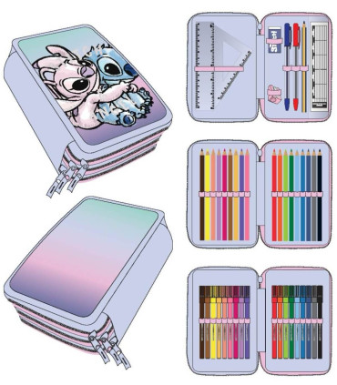 TOOLKIT WITH 3 ZIPPERS AND STUDENT SUPPLIES STITCH Cerda