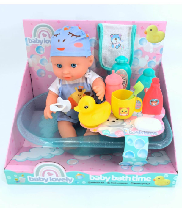 DOLL BABY WITH BATH AND ACCESSORIES IN OPEN BOX BLUE Armtoys