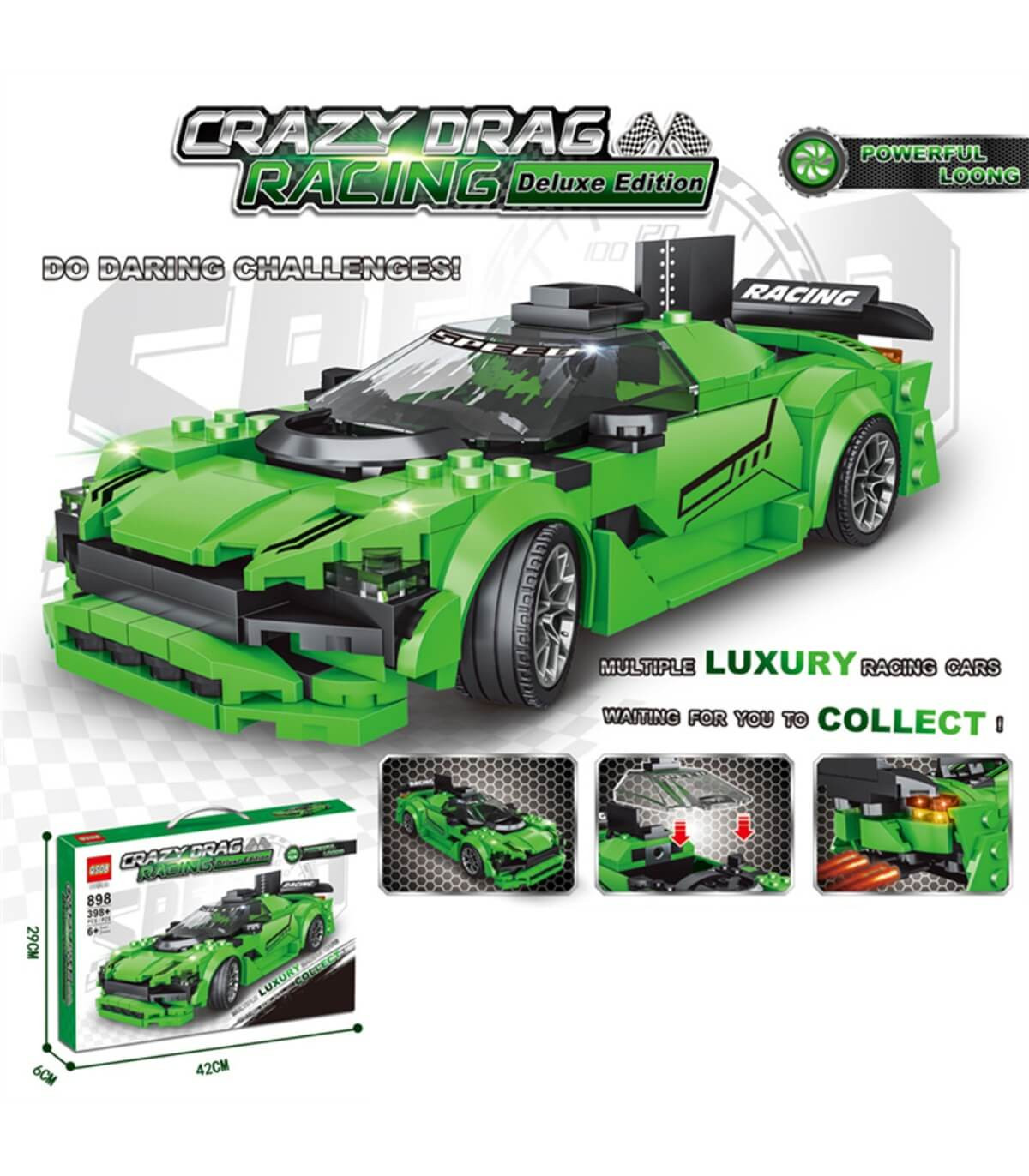 SPORT CAR CONSTRUCTOR GREEN 398 PARTS Armtoys