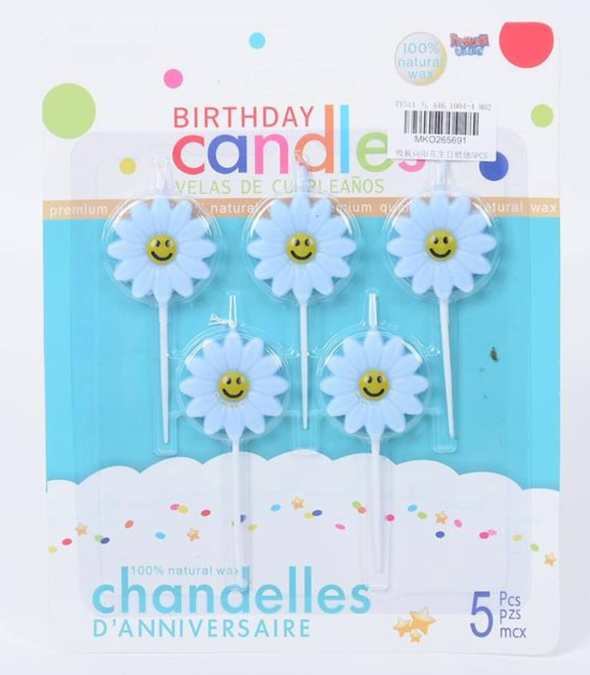 PARTY CANDLES DAISIES 5 PCS. ON CARD Armtoys