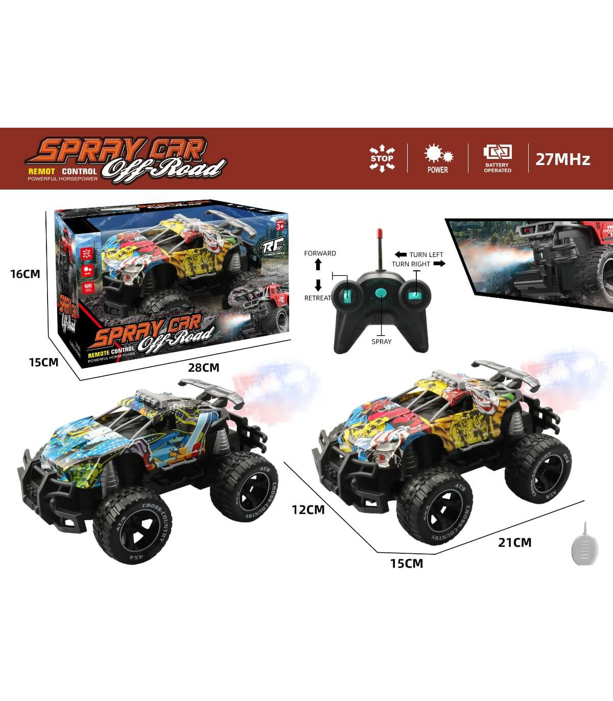 CHILDREN'S OFF-ROAD JEEP GRAFFITI WITH REMOTE CONTROL AND GUN 4 DIRECTIONS Armtoys