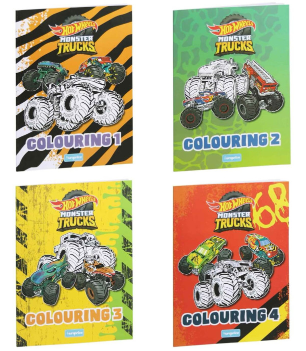 COLORING BOOK 32 PAGES MONSTER TRUCK 4 TYPES Europrice