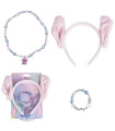 HAIRBAND WITH EARS, BRACELET AND NECKLACE STITCH PINK