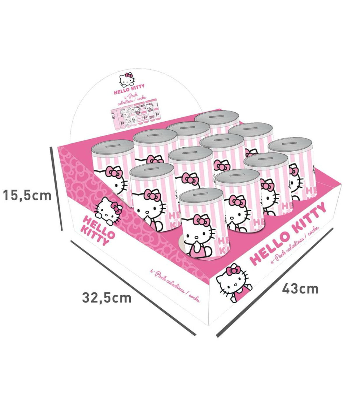 CHILDREN'S SOCKS 4 PAIRS IN A JAR 27-38 HELLO KITTY Cerda